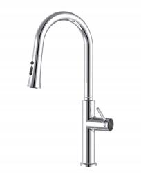 ANW HOME Konyhai csaptelep Króm, kihúzható kifolyócső, 3 üzemmód, 360°-ban elforgatható (ANW HOME)