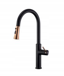 ANW HOME Konyhai csaptelep Anw Home fekete-rózsaszín-arany, kihúzható kifolyócsővel (ANW HOME)