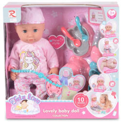 Tutu love 36 cm-es Játékbaba itatható, zenélő szett rózsa (108403)