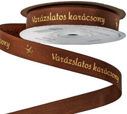 Valex Decor Varázslatos karácsony! " feliratos ripsz szalag 16mm x 20m - Barna (MG16-31)