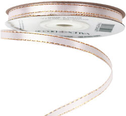 Valex Decor Szatén szalag arany szegéllyel 6mm x 20m - Fehér (SG06-01)