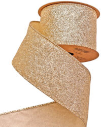 Valex Decor Glitteres karácsonyi szalag drótos szegéllyel 63mm x 5m - Arany (GR6305-12)