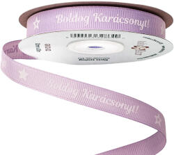 Valex Decor Boldog Karácsonyt! " feliratos ripsz szalag 12mm x 20m - Halványlila (GK12-02)