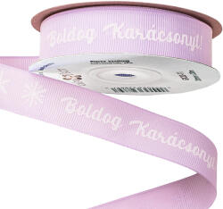 Valex Decor Boldog Karácsonyt! " feliratos ripsz szalag 20mm x 20m - Halványlila (GK20-11)