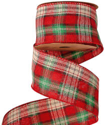 Valex Decor Kockás karácsonyi szalag drótos szegéllyel 63mm x 10m - Krém/Fekete (KR6310-01)