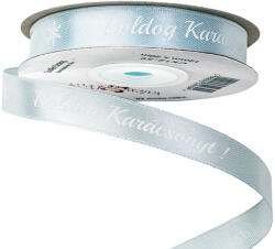 Valex Decor Boldog Karácsonyt! " feliratos szatén szalag 12mm x 20m - Halványkék (CK12-59)