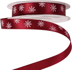 Valex Decor Hópelyhes karácsonyi szatén szalag 12mm x 20m - Bordó (HS12-18)