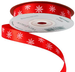 Valex Decor Hópelyhes karácsonyi szatén szalag 12mm x 20m - Piros (HS12-11)