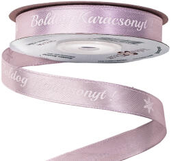 Valex Decor Boldog Karácsonyt! " feliratos szatén szalag 12mm x 20m - Halványlila (CK12-54)