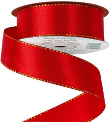 Valex Decor Szatén szalag arany szegéllyel 25mm x 20m - Piros (SG25-40)
