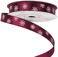 Valex Decor Hópelyhes karácsonyi szatén szalag 12mm x 20m - Wine red (HS12-14)