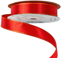 Valex Decor Szatén szalag arany szegéllyel 16mm x 20m - Piros (SG16-40)