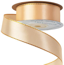Valex Decor Szatén szalag arany szegéllyel 25mm x 20m - Krém (SG25-14)