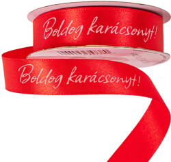 Valex Decor Boldog Karácsonyt! " feliratos szatén szalag 20mm x 20m - Piros (CK20-86)
