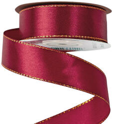 Valex Decor Szatén szalag arany szegéllyel 25mm x 20m - Bordó (SG25-91)