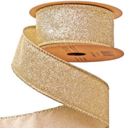 Valex Decor Glitteres karácsonyi szalag drótos szegéllyel 40mm x 5m - Arany (GR4005-12)