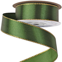 Valex Decor Szatén szalag arany szegéllyel 25mm x 20m - Sötétzöld (SG25-58)