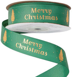 Valex Decor Merry Christmas" feliratos ripsz szalag 25mm x 20m - Zöld (MG25-52)
