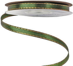 Valex Decor Szatén szalag arany szegéllyel 6mm x 20m - Sötétzöld (SG06-58)