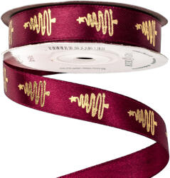 Valex Decor Fenyőfa mintás szatén szalag 16mm x 20m - Wine red (PV16-43)
