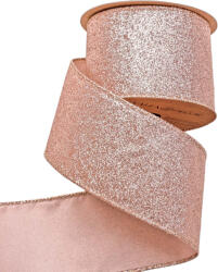 Valex Decor Glitteres karácsonyi szalag drótos szegéllyel 63mm x 5m - Rose Gold (GR6305-13)