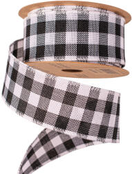 Valex Decor Kockás szalag drótos szegéllyel 45mm x 10m - Fehér/fekete (KS4510-02)