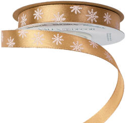 Valex Decor Hópelyhes karácsonyi szatén szalag 12mm x 20m - Aranybarna (HS12-13)
