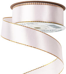 Valex Decor Szatén szalag arany szegéllyel 25mm x 20m - Fehér (SG25-01)