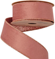 Valex Decor Rose gold bársony szalag csillogó hátoldallal, drótos szegéllyel 38mm x 5m (CG038-20)