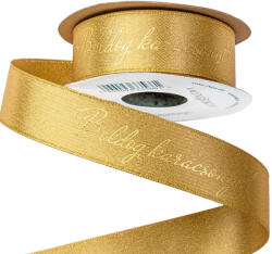 Valex Decor Boldog karácsonyt! " feliratos csillogó szatén szalag 25mm x 10m - Arany (TB25-12)