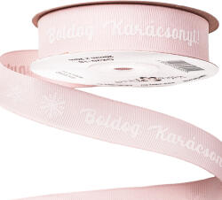 Valex Decor Boldog Karácsonyt! " feliratos ripsz szalag 20mm x 20m - Halvány rózsaszín (GK20-18)