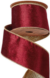Valex Decor Bordó bársony szalag csillogó hátoldallal, drótos szegéllyel 63mm x 5m (CG063-91)
