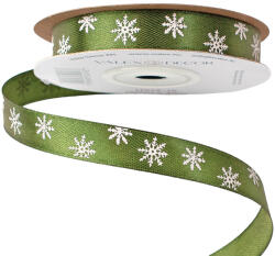 Valex Decor Hópelyhes karácsonyi szatén szalag 12mm x 20m - Mohazöld (HS12-16)