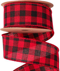 Valex Decor Kockás szalag drótos szegéllyel 45mm x 10m - Piros/fekete (KS4510-01)