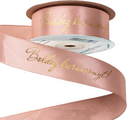 Valex Decor Boldog Karácsonyt! " feliratos szatén szalag 25mm x 20m - Púder bézs (PV25-10)