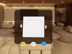 NEDES Beépíthető lámpa négyszögletes 6W állítható fényszínű - külső táppal (LPL231)