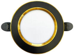 NEDES beépíthető mini led panel kerek 7, 5W természetes fehér fekete színű arany szegéllyel - külső táppal (LDL321BG)