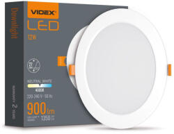 Videx 12 W-os süllyesztett natúr fehér kör alakú LED-es mennyezetlámpa (6067)