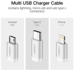 UGREEN Cablul USB 3 în 1 UGREEN Lightning Micro si USB Type-C UG-80825-SI iPhone cabluri de date (UG-80825-SI)