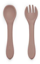 Petite&Mars Take&Match Silicone Cutlery tacâmuri Velvet Latte 6m+ 2 buc Set pentru masa bebelusi