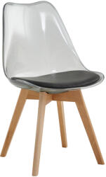 TEMPO KONDELA Szék, átlátszó fekete, akril/ekobőr/bükk, BALI 2 NEW (395552)