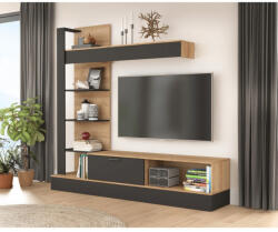 TEMPO KONDELA Nappali fal, riviera tölgy/fekete, GELUZA (373607)