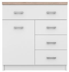 TEMPO KONDELA Komód 1D4S, fehér/tölgy sonoma, TOPTY TYP 12 (147867)