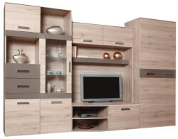 TEMPO KONDELA Nappali bútor, tölgy san marino/latte magasfényű HG, ASSOR (145995)