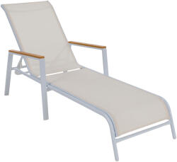 TEMPO KONDELA Kerti nyugágy, fehér acél/tölgy, BONTO (398929)