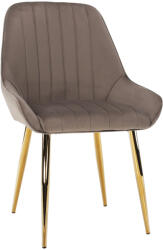 TEMPO KONDELA Étkezőszék, szürkésbarna Taupe/gold króm-arany, PERLIA (297882)