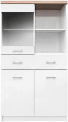 TEMPO KONDELA Vitrines szekrény 2D1W1S/80, fehér/tölgy sonoma, TOPTY TYP 02 (147861)