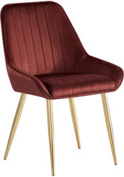TEMPO KONDELA Étkezőszék, bordó Velvet anyag/gold króm-arany, PERLIA (400079)