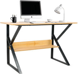 TEMPO KONDELA Polcos íróasztal, bükkfa/fekete, TARCAL 100 (277516)