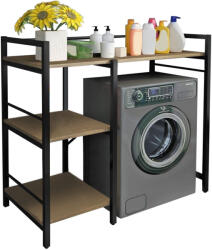 TEMPO KONDELA Polcállvány mosógép fölé, tölgy/fekete, BARNET (397756)